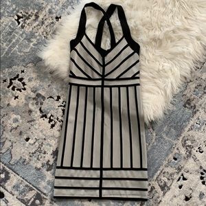French Connection silver and black bandage dress